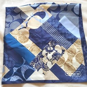 Coach Blue and Beige Square Scarf